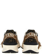 Fendi Flow FF Jacquard Leather Running Low Top Sneakers Brown
