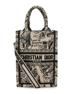 Plan De Paris Embroidery Phone Mini Book Tote Bag Black Beige Dior