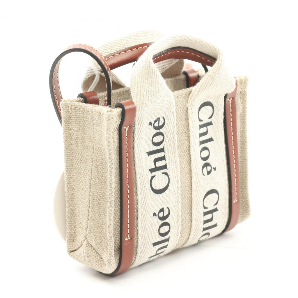 Chloe Woody Nano Canvas Leather Shoulder Bag