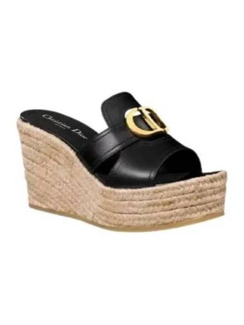 30 Montaigne Wedge Mule Black Dior