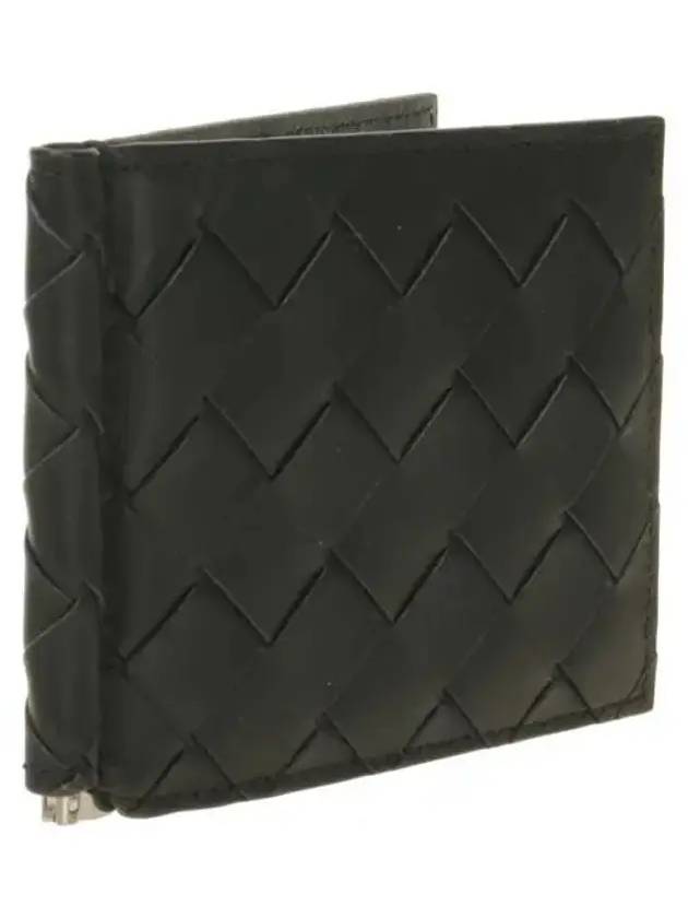 Bottega Veneta Intrecciato Money Clip Half Wallet Black