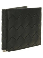 Bottega Veneta Intrecciato Money Clip Half Wallet Black