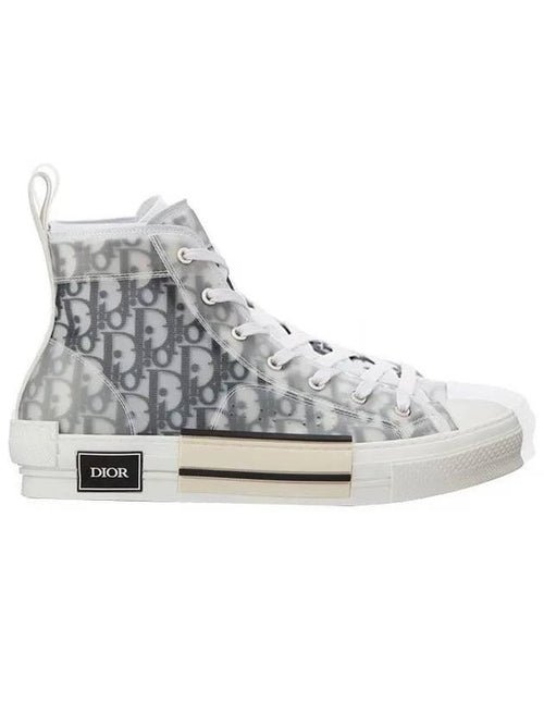 B23 Oblique Canvas High Top Sneakers White Black Dior