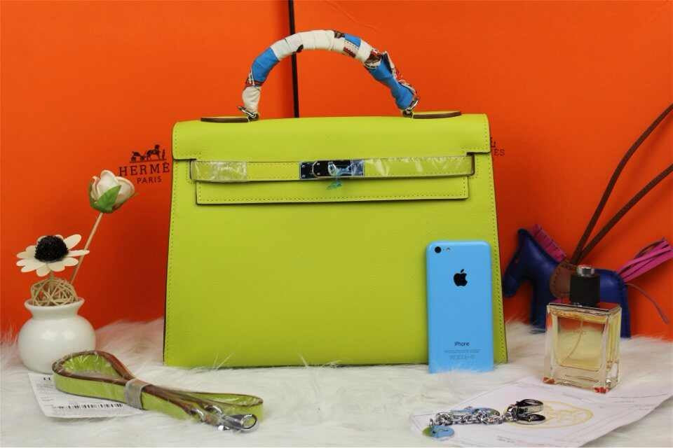 Hermes Kelly 32cm Epsom Leather Handbag Lemon Yellow