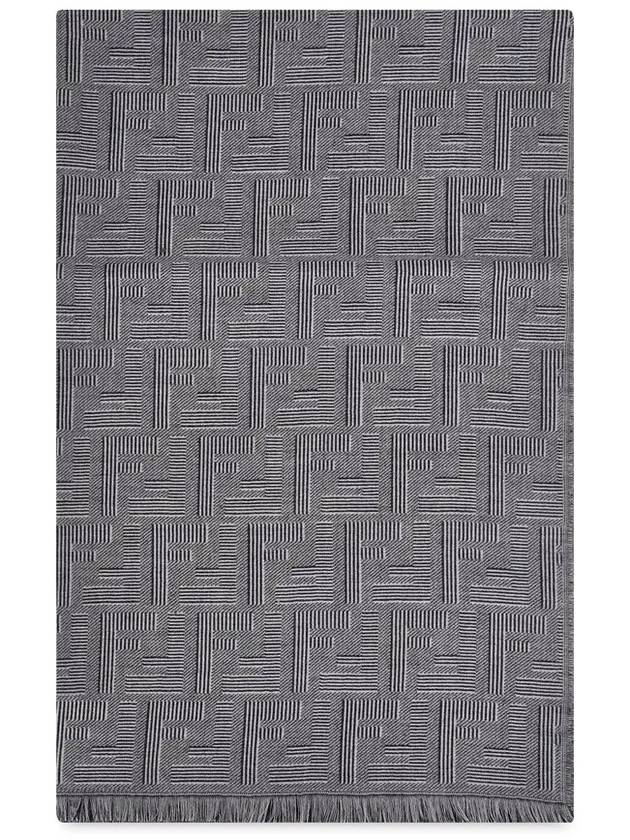 Fendi Men's All-Over Shadow Wool Silk Scarf Blue