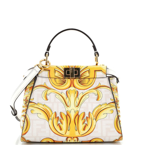 FENDI x Versace Fendace Peekaboo Bag Printed Zucca Leather Mini