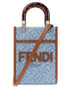 Fendi Mini Sunshine Denim Shopper Bag Blue