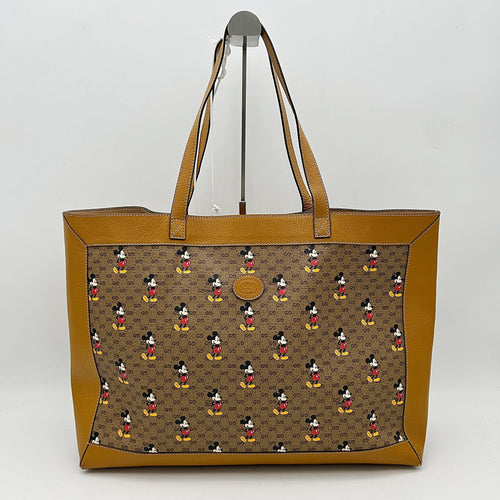 GUCCI X DISNEY Mini Vintage GG Supreme Monogram Mickey Mouse Large Shopping Tote Beige LA35239