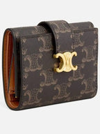 CELINE Fine Victoire Triomphe Canvas Half Wallet Tan