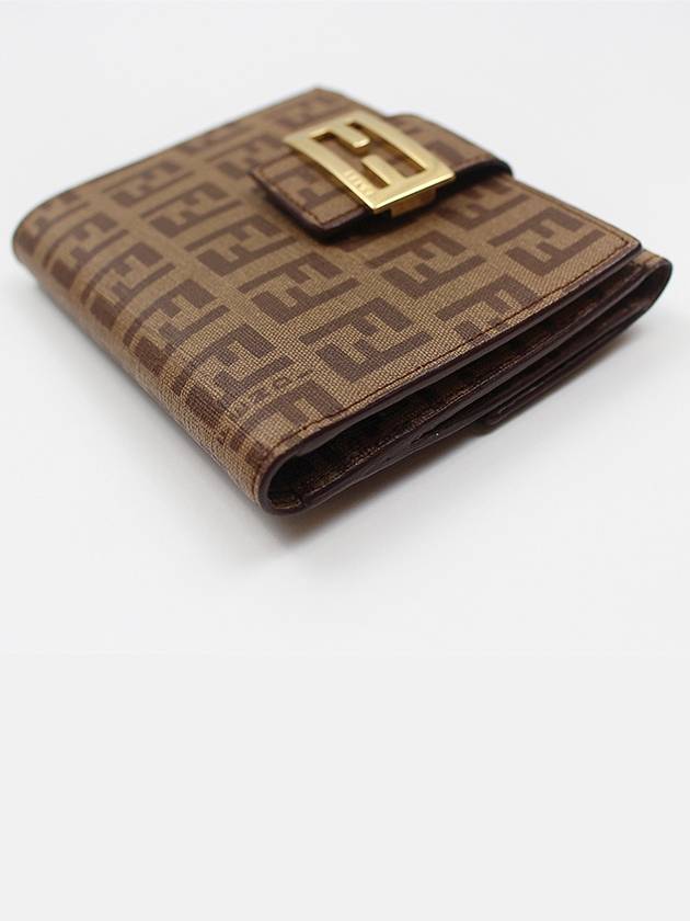 Fendi FF Logo PVC Juca Half Wallet Brown 8M0188