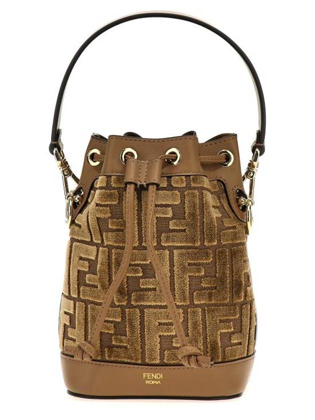 Fendi Mon Tresor FF Jacquard Velvet Mini Bucket Bag Brown