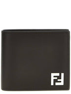 Fendi FF Square Leather Bi-Fold Half Wallet Brown
