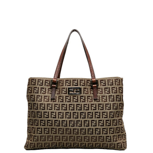 Fendi Zubkino Handbag 8BH132 Brown Canvas Leather Ladies Fendi
