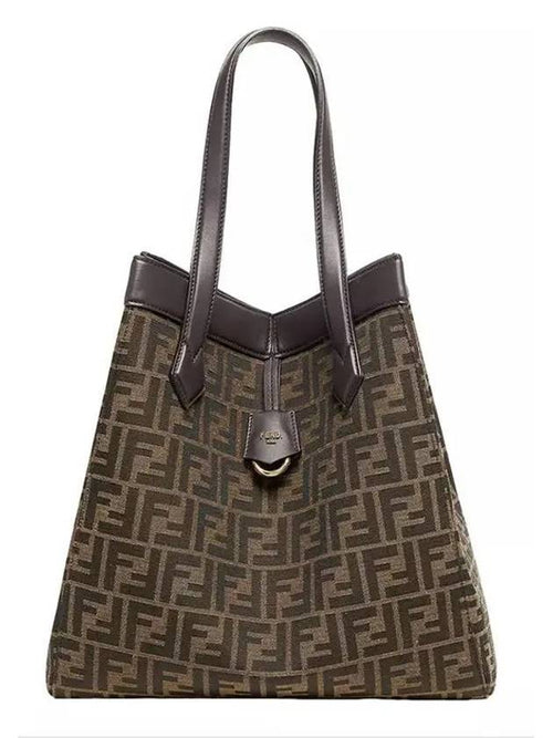 Fendi Transformable Tissu FF Jacquard Marron Tote Bag Brown