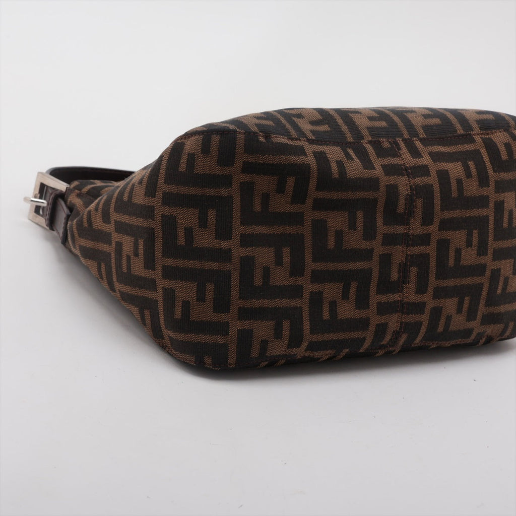 Fendi Zucca Canvas x Leather Shoulder Bag Brown