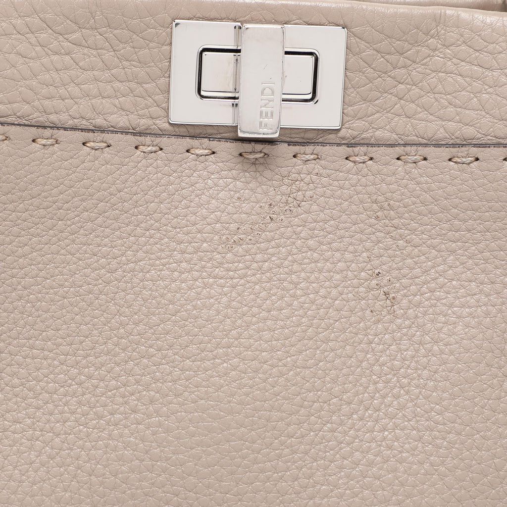 Fendi Beige Selleria Leather Mini Peekaboo Top Handle Bag..