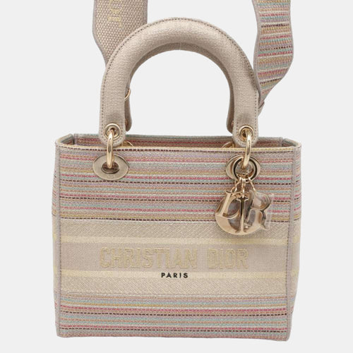 Dior Beige/Multicolor Canvas Lady D-Lite Medium Bag