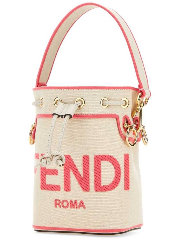 Fendi Roma Mon Treso Mini Canvas Bucket Bag Beige