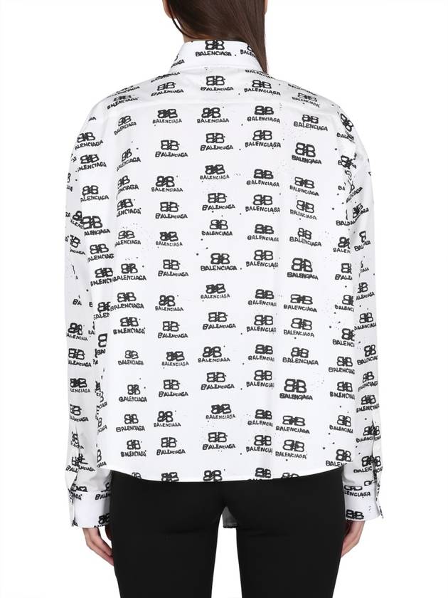 Balenciaga All Over Logo Shirt White