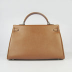 Hermes Kelly 35cm Togo Leather Handbag Light Coffee/Silver