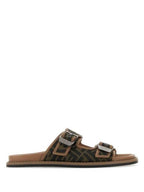 Fendi Men's Peel Jacquard Fabric Sandals Brown