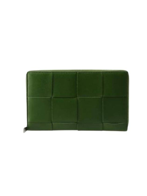 Bottega Veneta Intrecciato Zipper Around Medium Wallet Avocardo Green