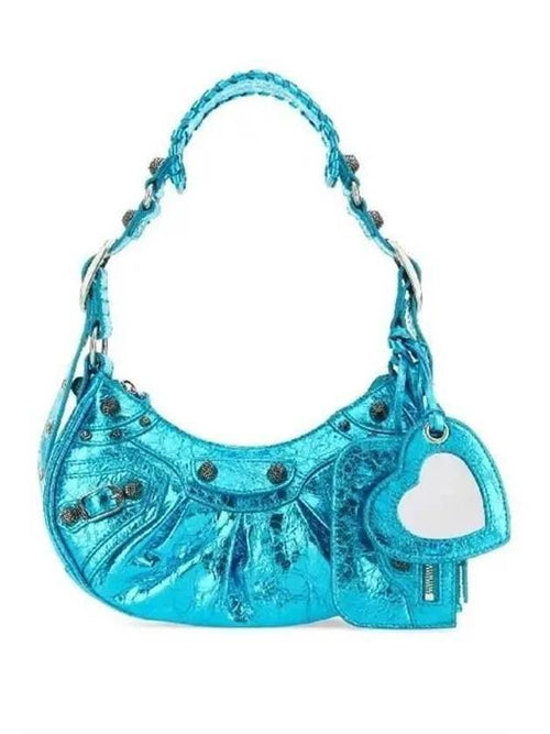 Balenciaga Metallic Le Cagol XS Lambskin Shoulder Bag Blue
