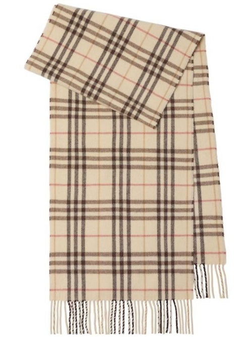 Burberry Check Pattern Cashmere Scarf Alabaster
