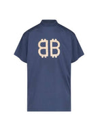 Balenciaga Logo Print Short Sleeve T-Shirt Blue