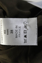 Chloe Womens Silk V Neck Short Sleeves Button Down Dress Khaki Green