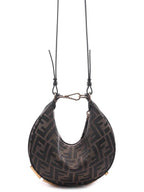 Fendi FF Jacquard Fabric Mini Cross Bag Brown