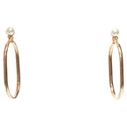 Dior Tribale Double Pearl Gold Large Oval Hoop Statement Stud Earrings Pair