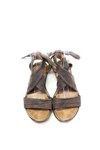 Chloe Womens Suede Open Toe Strappy Lace Up Sandals Brown