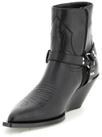 CELINE Moon Harness Calfskin Zip-Up Ankle Boots Black