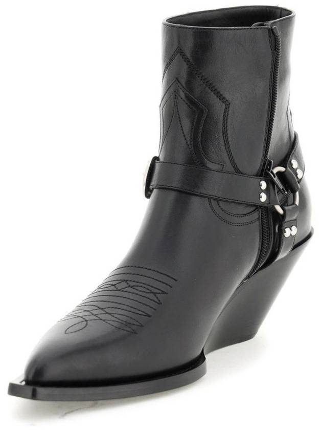 CELINE Moon Harness Calfskin Zip-Up Ankle Boots Black
