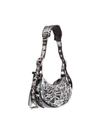 Balenciaga Le Cagole XS Graffiti Lambskin Shoulder Bag Black