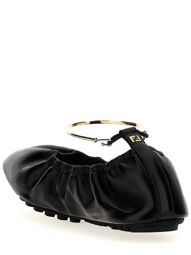 Fendi Filo Leather Ballerina Flat Black