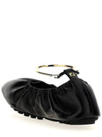 Fendi Filo Leather Ballerina Flat Black