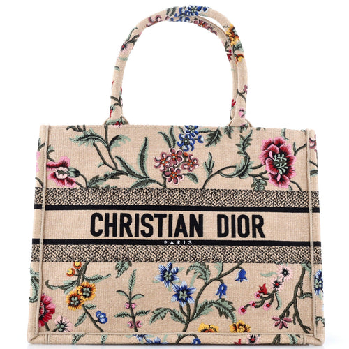 Dior Book Tote Embroidered Raffia Medium