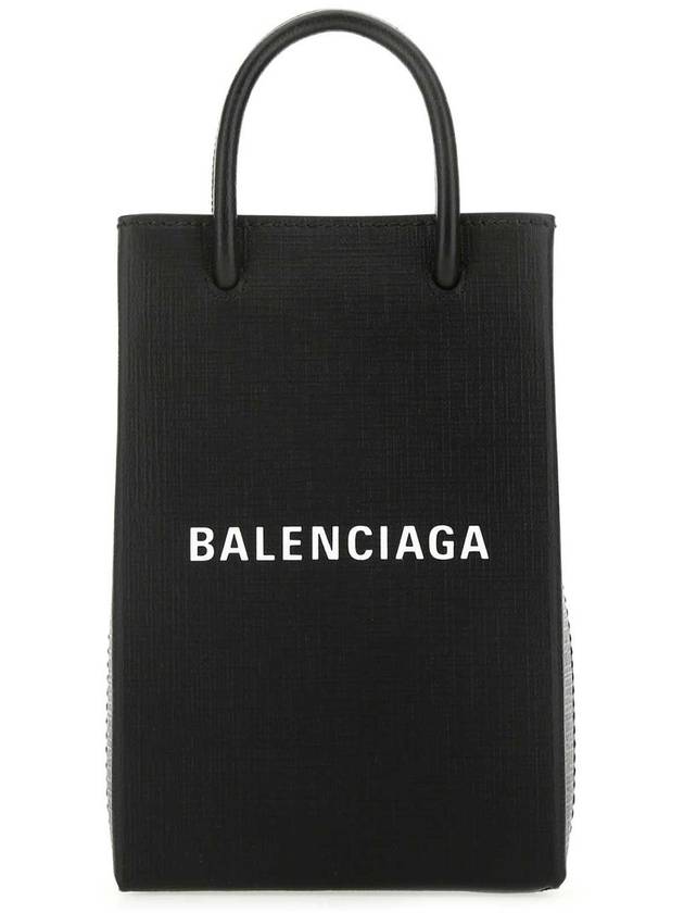 Balenciaga Logo Print Phone Holder Small Cross Bag Black
