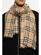 Burberry Check Cashmere Silk Scarf Sand
