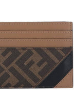Fendi FF Logo Card Wallet Brown