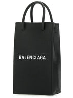 Balenciaga Logo Print Phone Holder Small Cross Bag Black