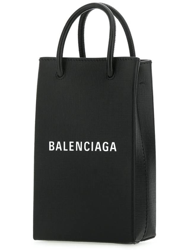 Balenciaga Logo Print Phone Holder Small Cross Bag Black