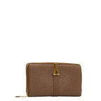 Saint Laurent Long Wallet in Grain Calf Leather Brown