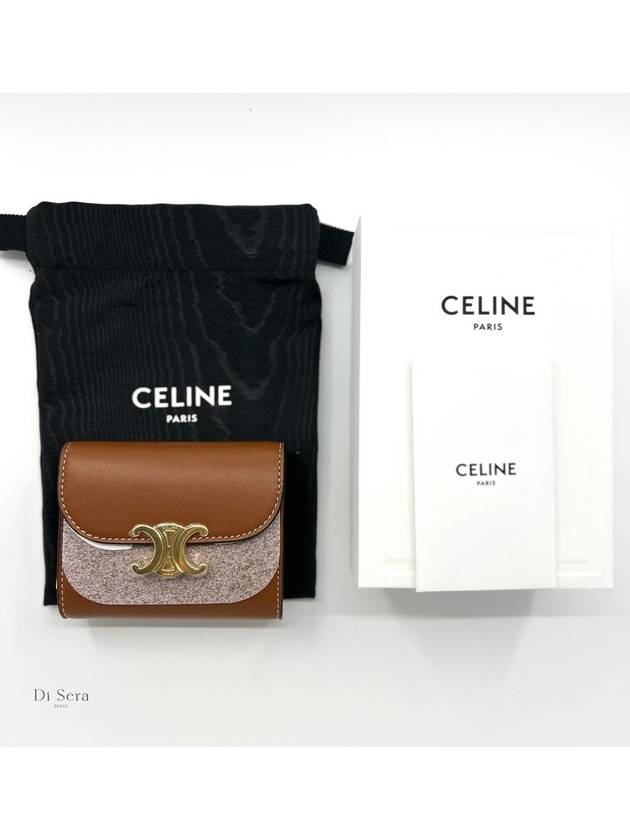 CELINE Triomphe Small Half Wallet Tan