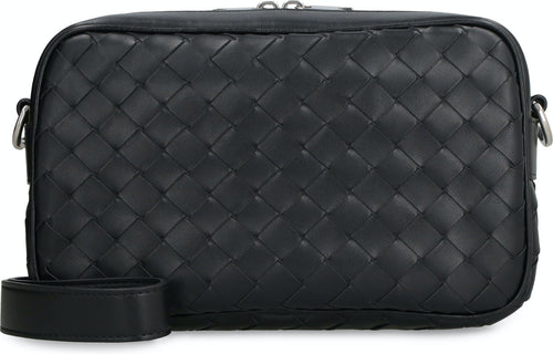 Bottega Veneta Men's Small Intrecciato Camera Bag in Black | 755923V2HL1 Color 8803