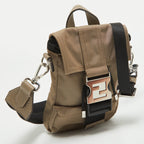 Fendi Beige/black Nylon And Leather Fendiness Crossbody Bag