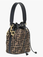 Fendi Mon Tresor Quilted FF Silk Mini Bucket Bag Brown