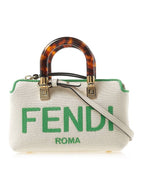 Fendi By The Way Small Canvas Tote Bag Green White